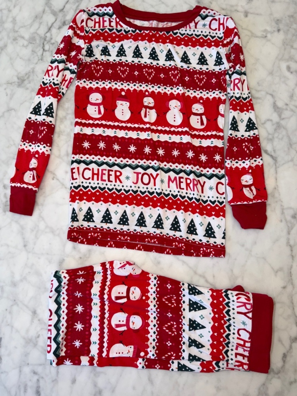 Little Sleepies Red and White 'Cheer Joy Merry' Holiday Pajama Set 4T